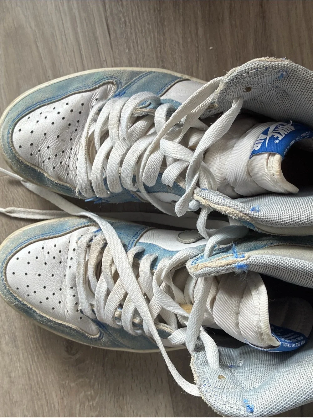 Nike Air Jordan 1 High Top Sneakers - White & Light Blue
